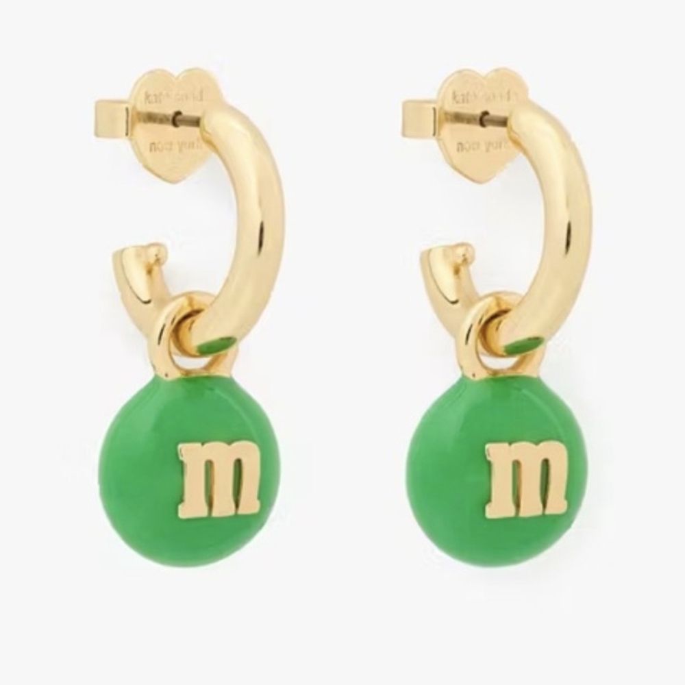 NWT Kate Spade M & M's Green Huggie Earrings - In box